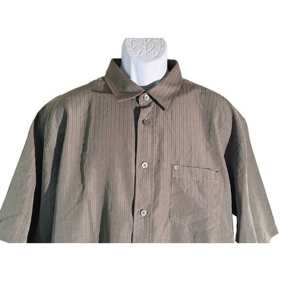 EIGHTY EIGHT Men's Short Sleeve Button Down Lizard Stripe Olive Shirt XL - Picture 2 of 6